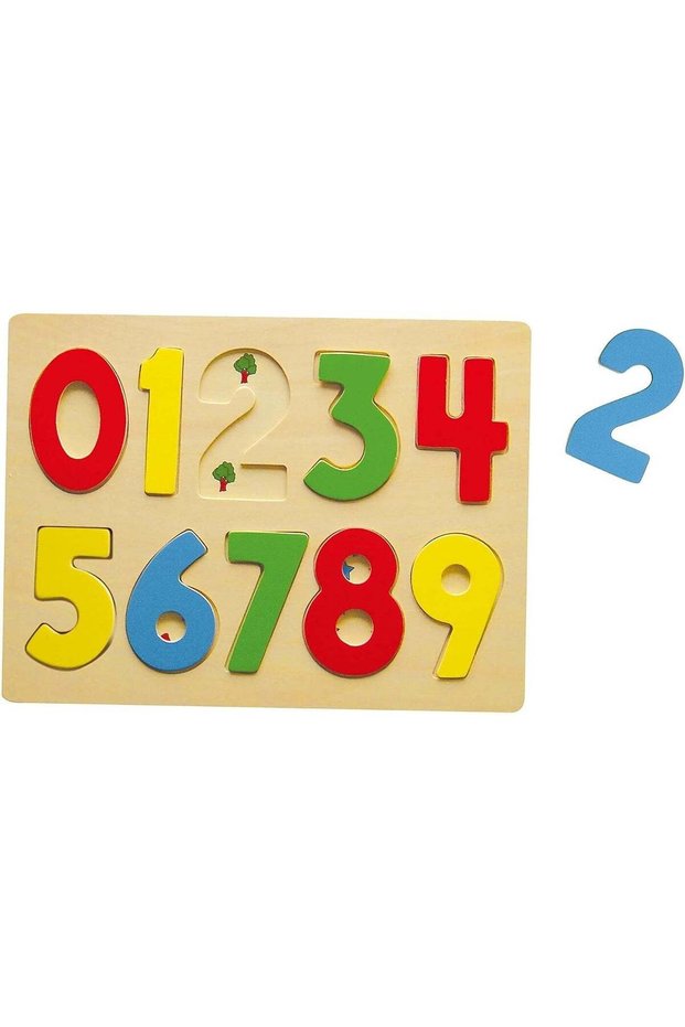 VIGA 0-9 Numbers Block Puzzle - Montessori Wooden Toy for Kids, Develops Cognitive & Fine Motor Ski