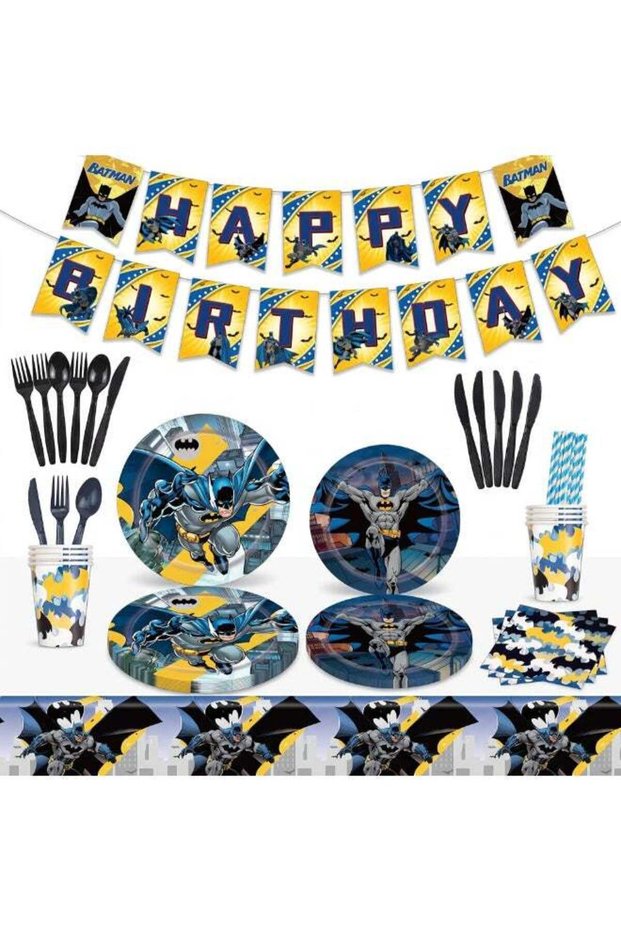 92 PCS Batman Birthday Party Supplies Kit for Kids – Superhero Theme Party Decorations Set with Pla