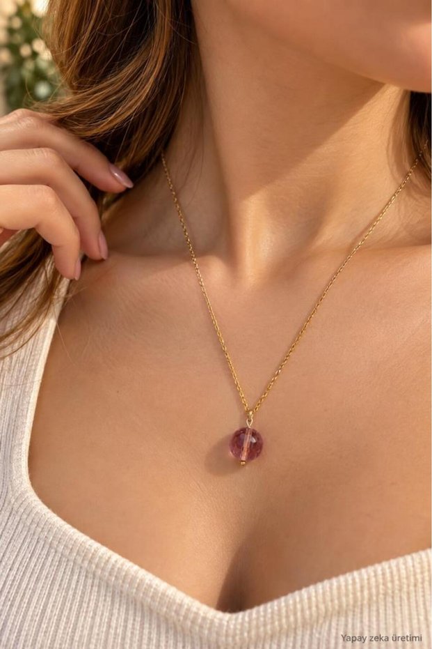 Zultanite Necklace Color-Changing Sultanite Gold Color Steel Chain with Boxed Pouch