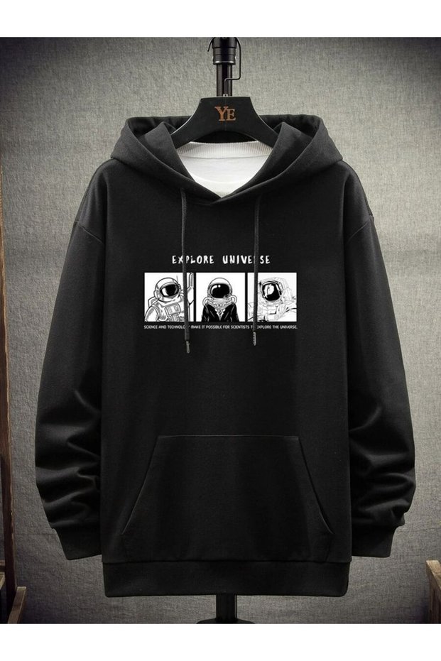Design Printed Cotton 3 Thread Threaded Oversize Sweatshirt