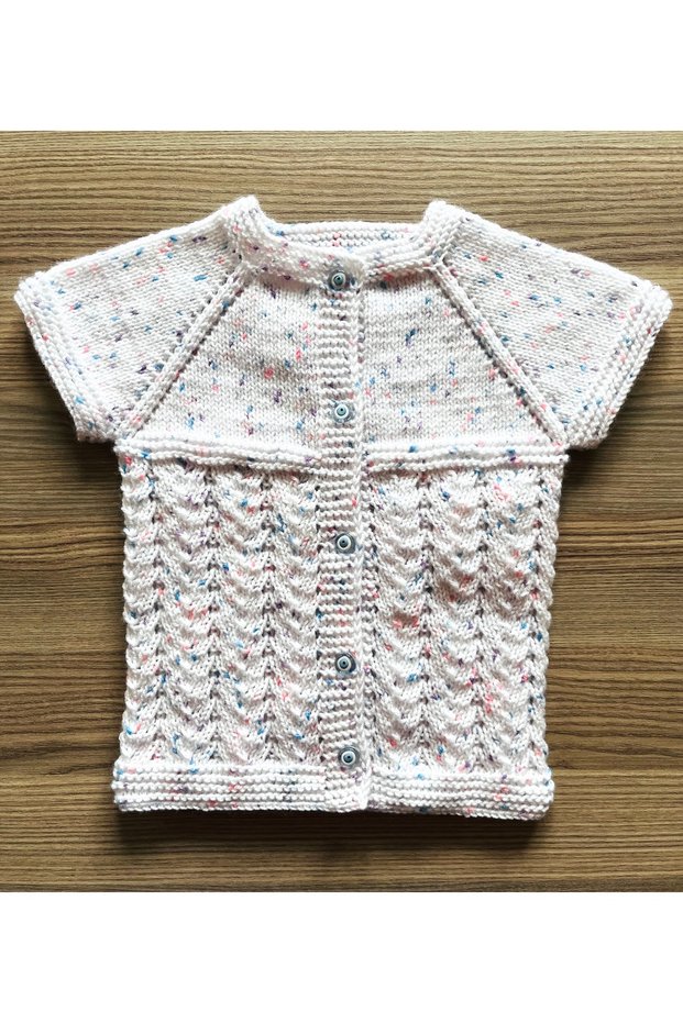 Seamless Hand Knitted 3-9 Months White with Blue Pink Purple Polka Dot Baby Girl Vest