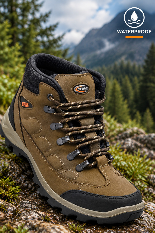 6403 Men's Genuine Leather Trekking Waterproof Winter Boots - Non-Slip Orthopedic Sole Winter Mountain Hiking Boots