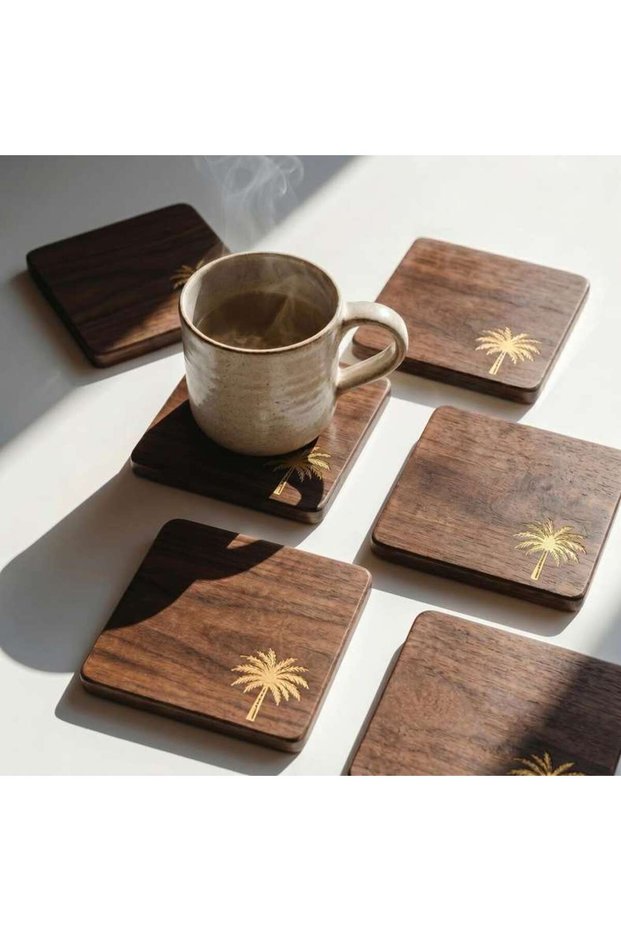 Artisan Distress 6-Piece Mango Wood Coaster 10x10x1cm -Natural White Wash - 175ARX9900050