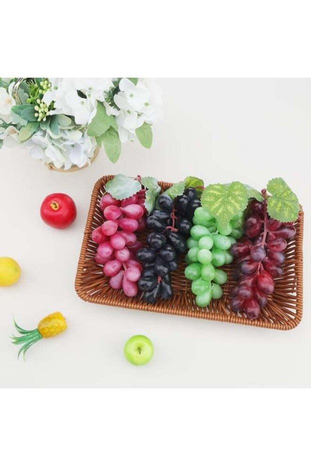 LATIFA 4pcs Artificial Lifelike Grape Cluster Fake Fruit Decoration Home Party Christmas Photograph