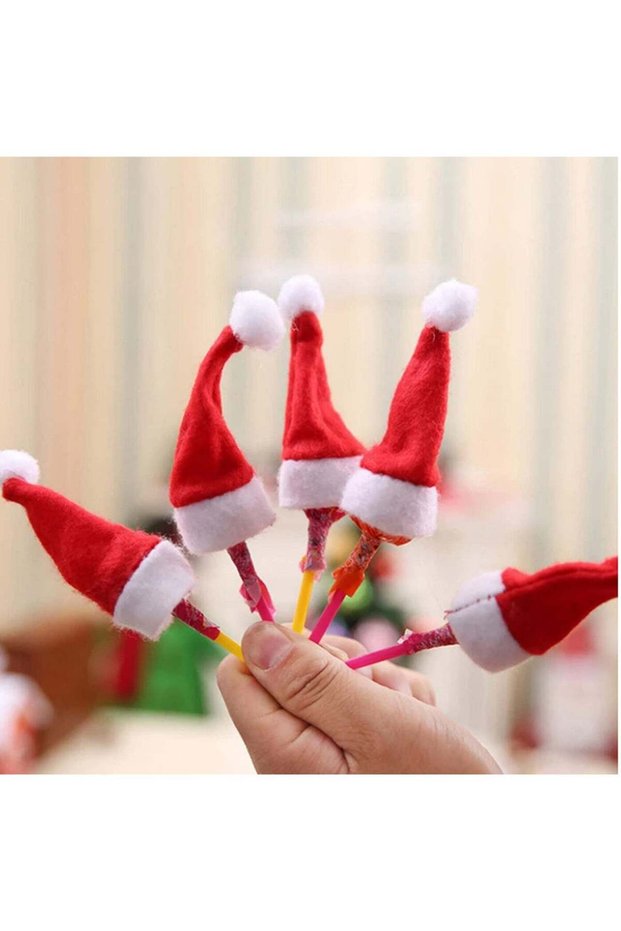 20pcs/lot Mini Christmas Hats Red Santa Claus Hat Bottle Cap Christmas Decoration for Home Dinner P