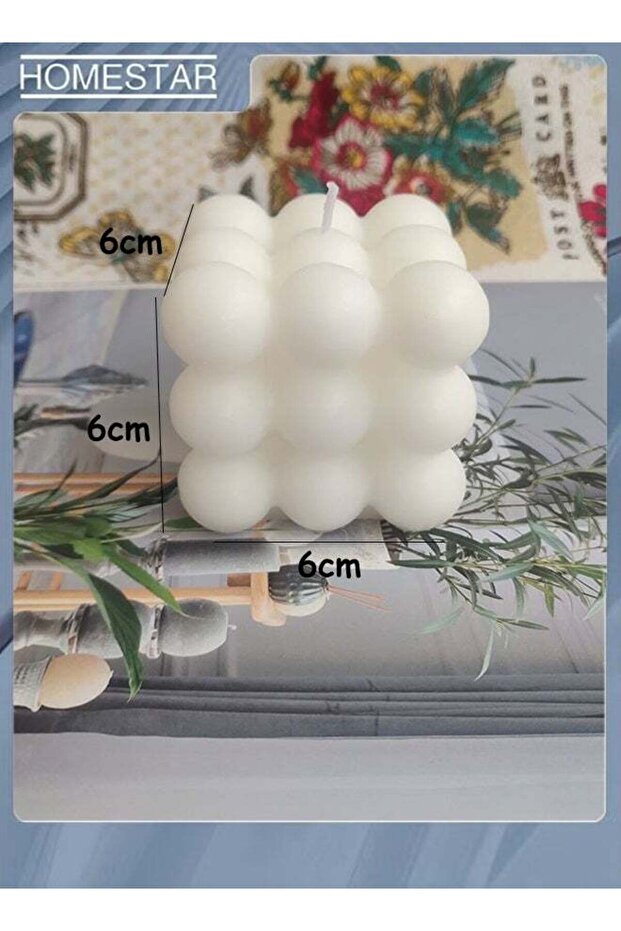 Soy Wax White Bubble Candles - Cool Shaped, Strong Scented Cube Funny Aesthetic Candle for Trendy H