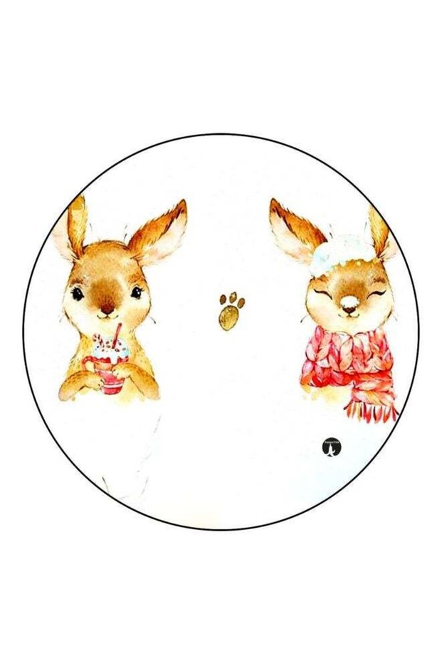 Bunny Printed Fridge Magnet White/Brown/Red 5.5cm