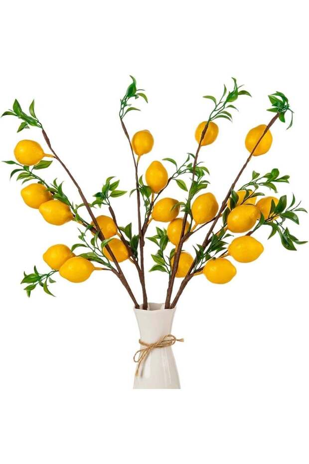 LATIFA 4Pcs Artificial Lemons Branch Simulation with Green Leaf and Adjustable Branch