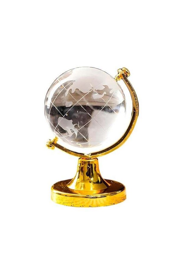 Mini Crystal Sphere Globe, Round Earth World Glass Ball Decorative Crystal Desktop Ornament Home Of