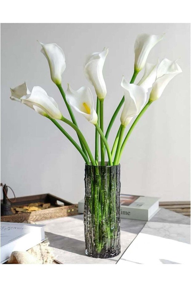6PCS White Calla Lily Artificial Flowers, 25" Lifelike Large Real Touch Fake Lily Silk Flowers with