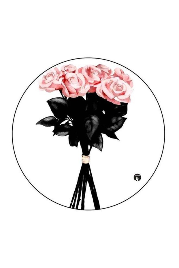 Flowers Printed Fridge Magnet White/Black/Pink