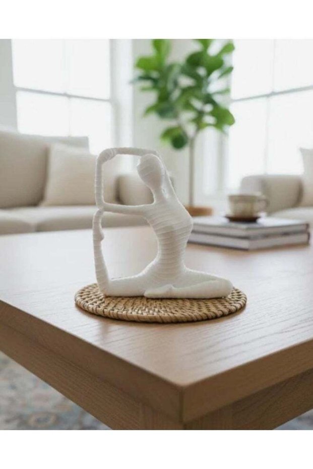 AKDC Modern Ceramic Yoga Girl Figurine – White Meditative Sitting Pose Home Décor 16 cm