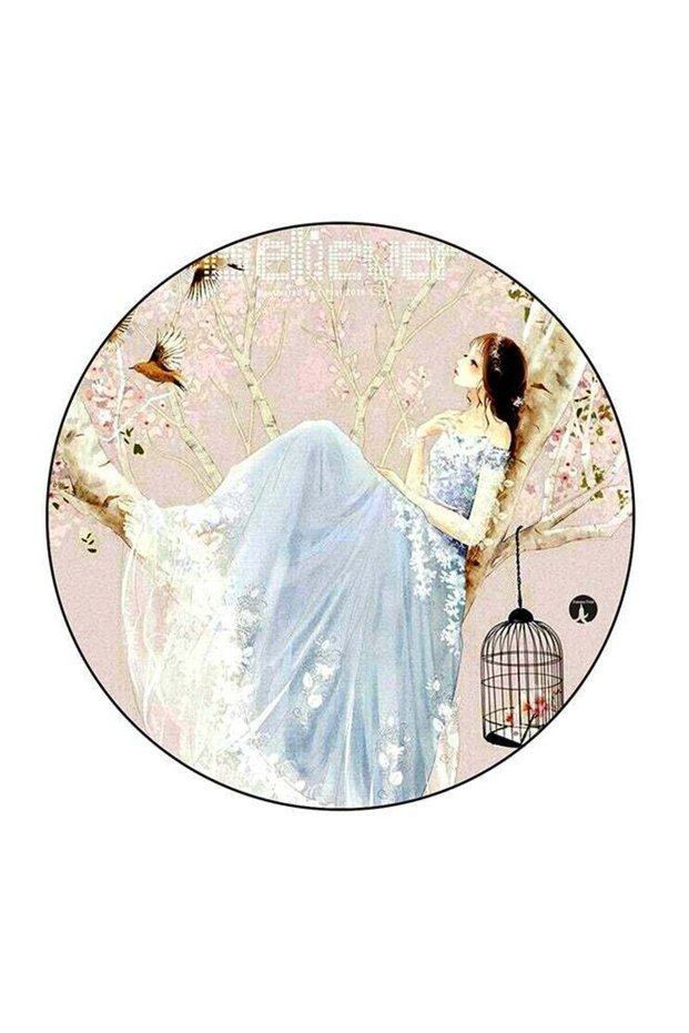 Girl On tree Printed Fridge Magnet Multicolour 5.5 x 5.5cm