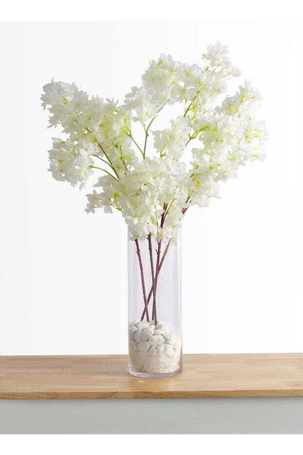 Cherry Blossom 4pc Flower Stick – White | 100cm Artificial Flower Stick | Ideal for Wedding, Living