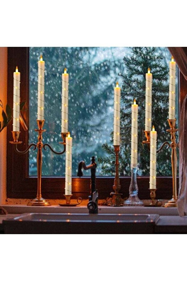 LED Flameless Taper Candles with Remote, 3 PCS Ivory Candle Sticks Battery Operated 3D Flickering -