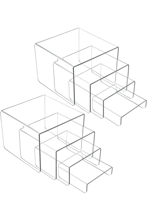 ARS® 8PCS Acrylic Display Risers - Premium Clear Stands for Organizing Cupcakes, Collectibles, and