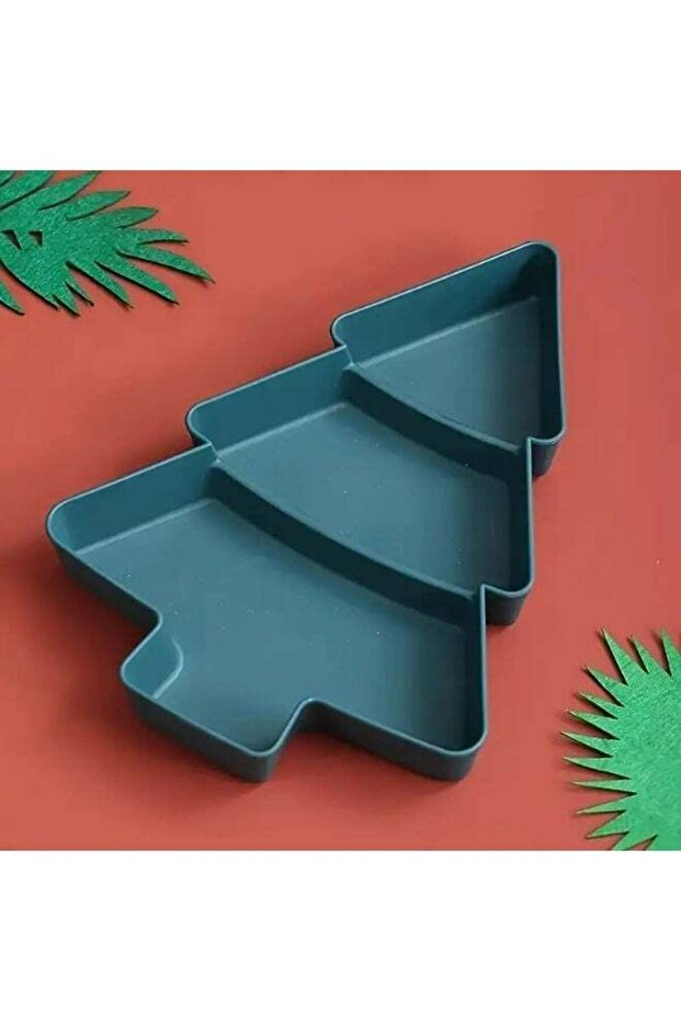 3-Section Christmas Tree-Shaped Plastic Serving Tray - Ideal for Candy, Nuts, & Desserts at Holiday