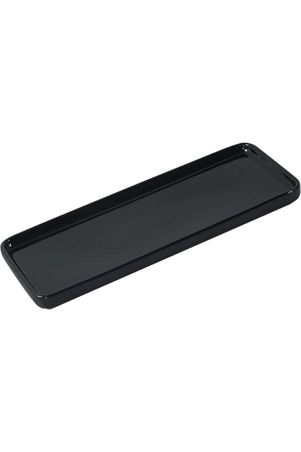Black Ceramic Vanity Tray, Small Rectangle Tray, Counter Tray for Kitchen Sink, Bathroom Tray, Orga
