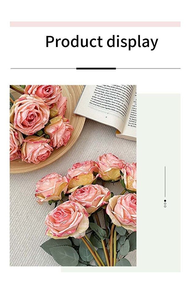 Artificial rose bouquet, pink roses, fake roses, realistic bridal hand bouquet. Full flower shape a