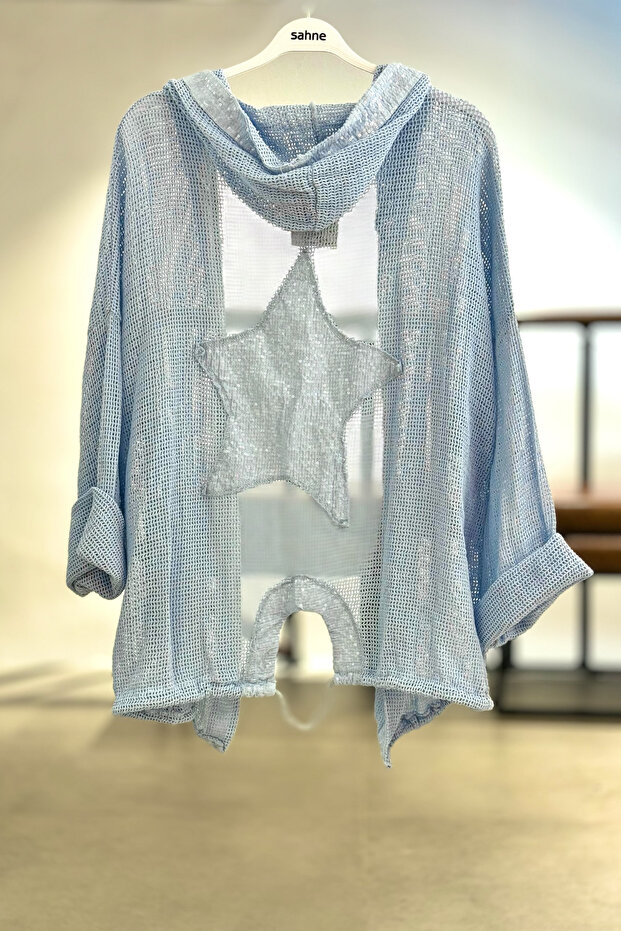 Star embossed hooded mesh imported jacket