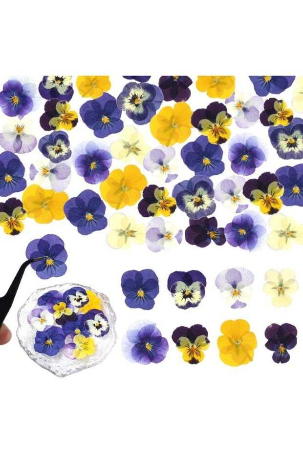 54PCS Dried Flowers, Dried Pressed Flowers for Resin, Dried Pressed Pansies Flowers, Natural Dry Fl