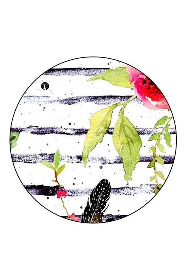 Leaf Printed Fridge Magnet White/Green/Black 5.5cm