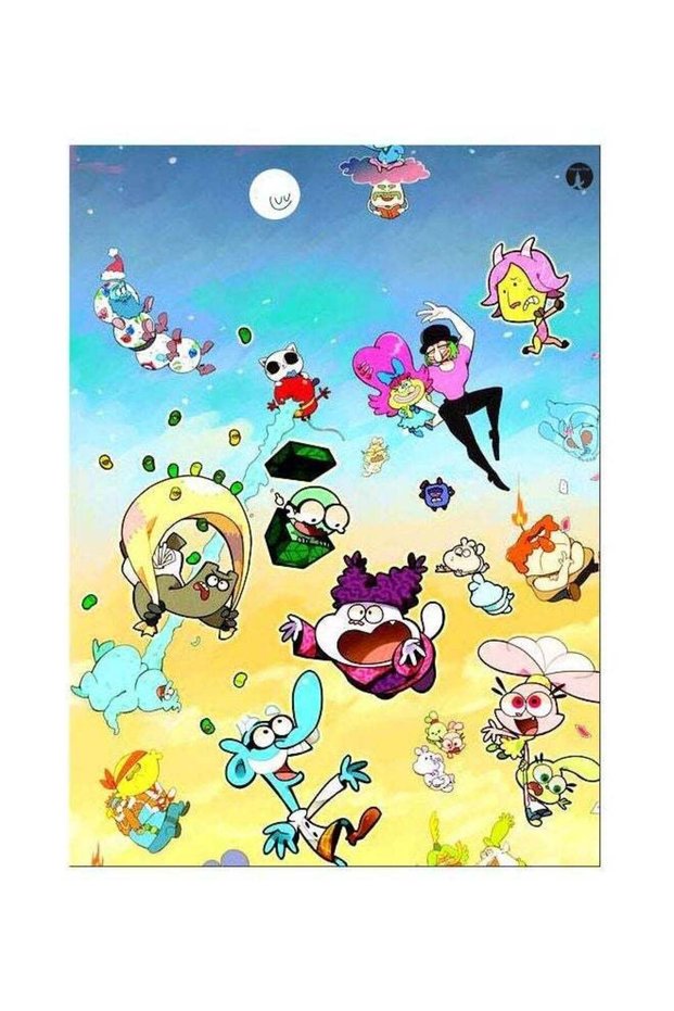 Cartoon Themed Metallic Plate Blue/Yellow/Purple 20x15cm