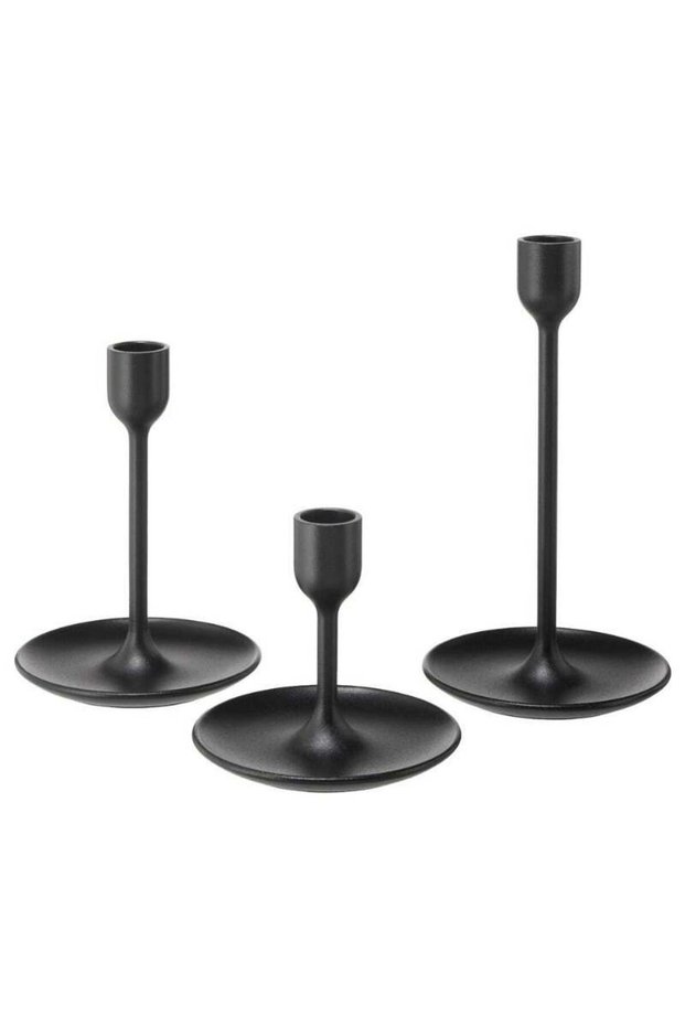 Candlestick Set of 3, Black