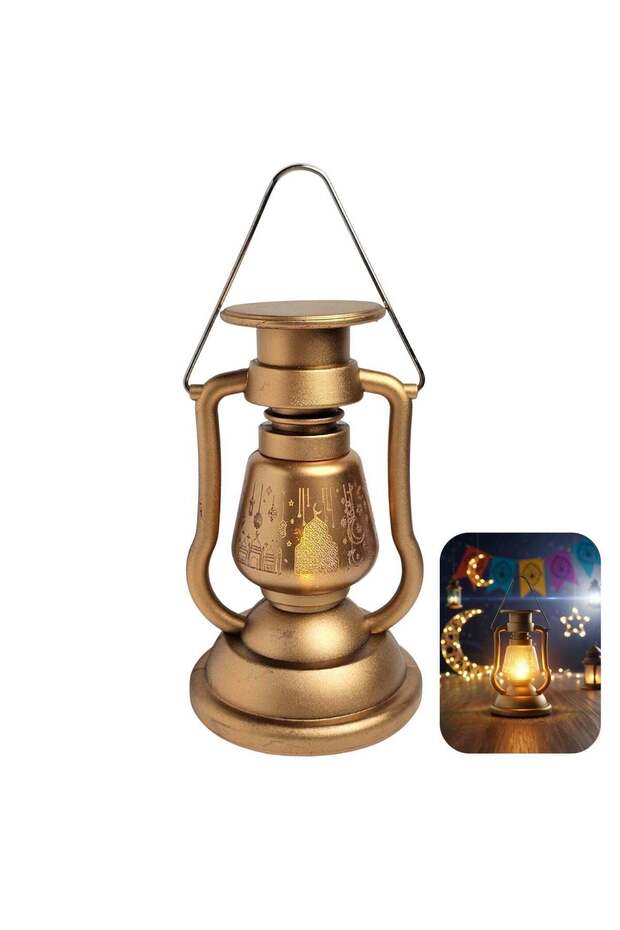 SOBHYS Heritage Glowing Ramadan Fanoos, 24.5cm LED Lantern with Flickering Candle Effect, Islamic A