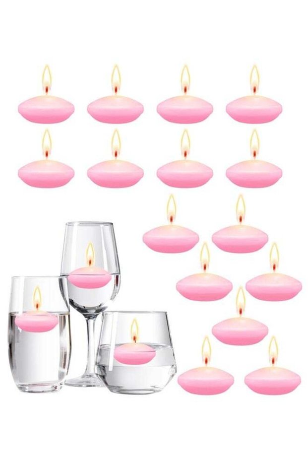 15 Pcs Pink Floating Candles Centerpieces for Wedding Small Unscented Floating Candles Decoration f