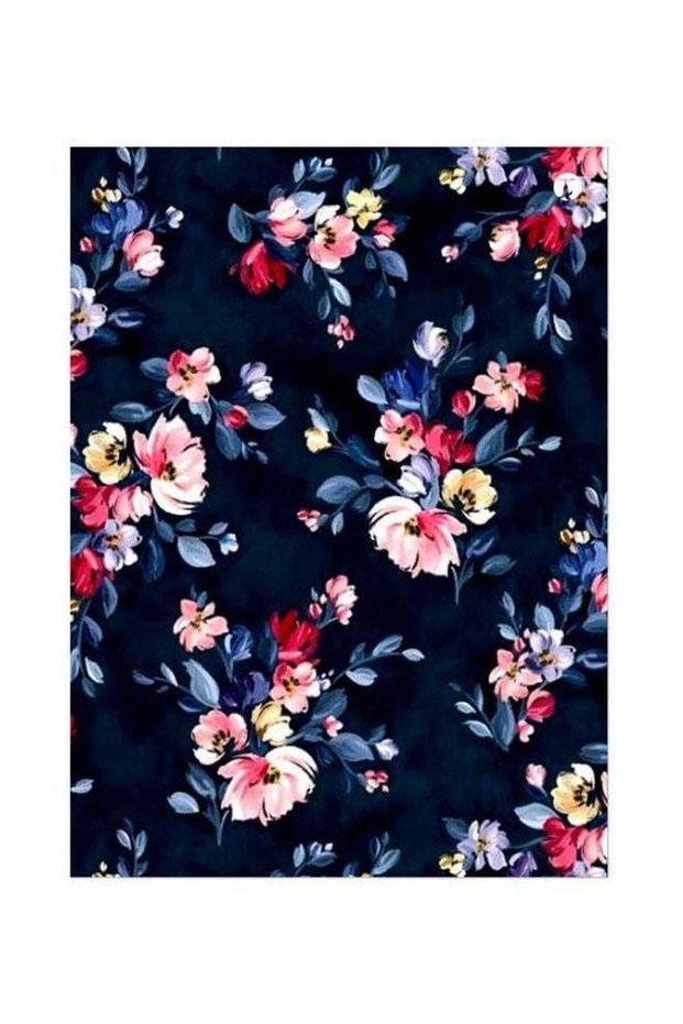 Floral Themed Metallic Plate Blue/Red/Pink 20x15cm