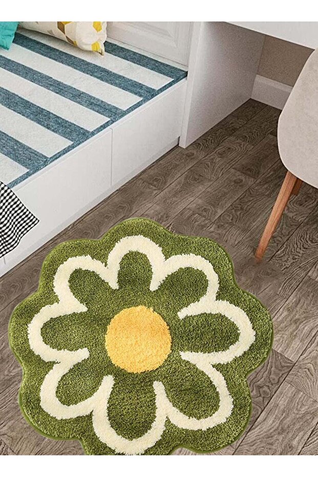 Green flower bath mat, bathroom blanket, shower mat gift, summer room decoration