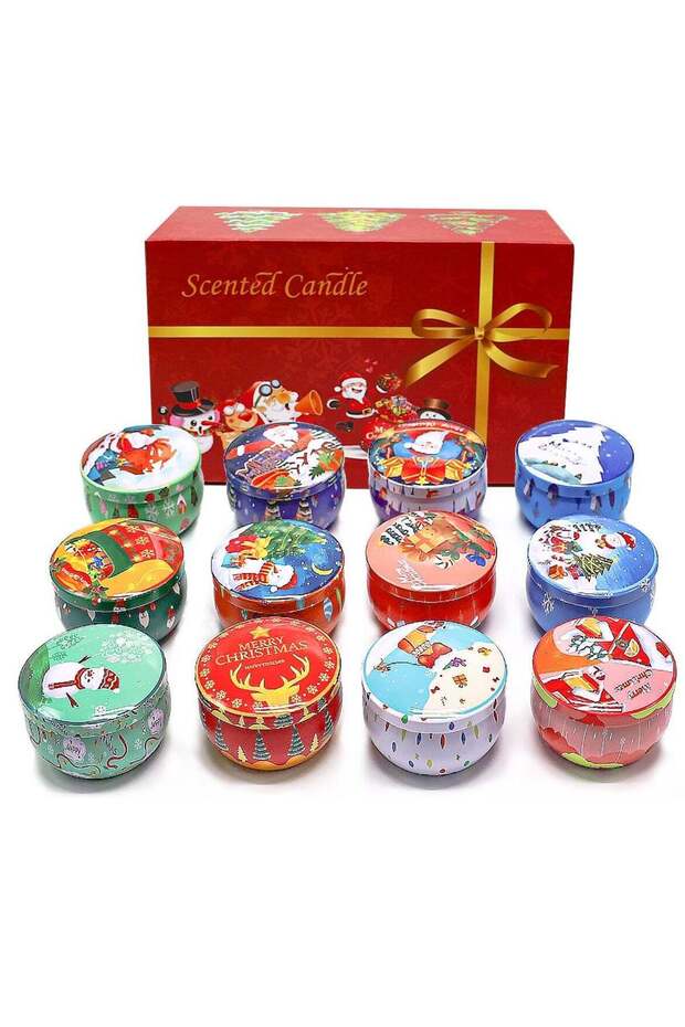 Christmas Scented Candles – 12 Mini Glass Jars