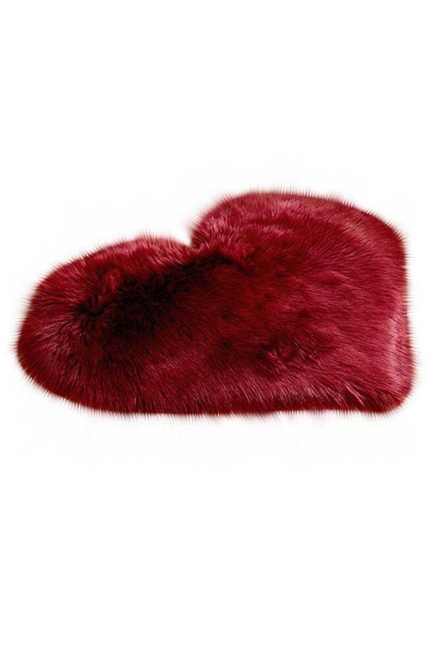 Heart Shaped Anti Skid Soft Fabric Carpet Red 30x40cm