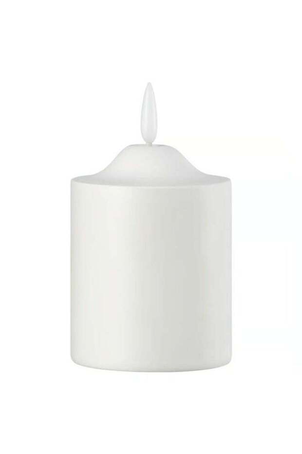 LED Pillar Candle, Battery Operated, White, 9 cm