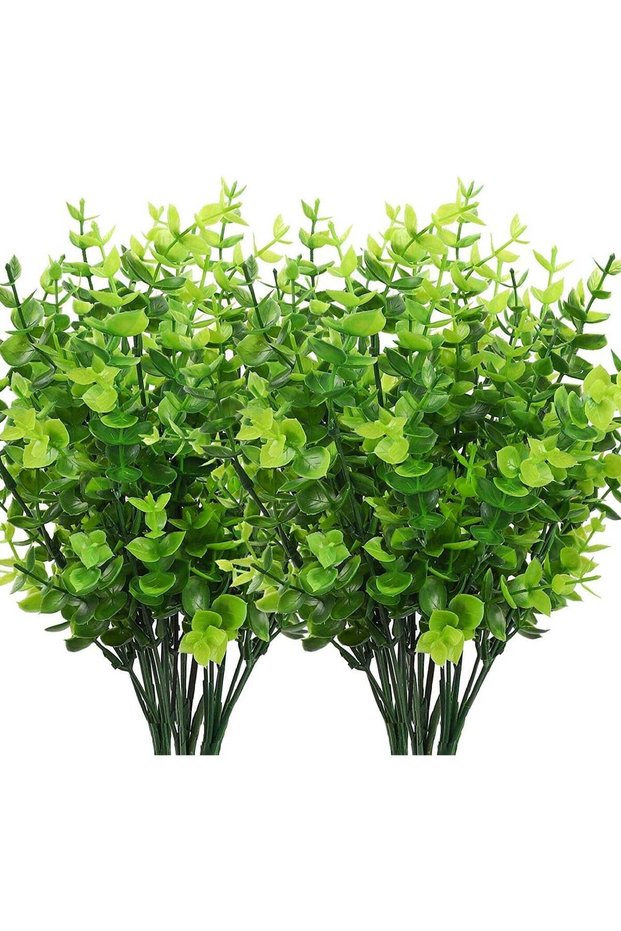 8pcs Artificial Greenery Plants Outdoor UV Resistant Fake Plastic Boxwood Shrubs Grass Stems for Ho