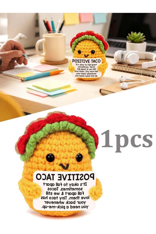 Positive Crochet Taco Birthday Gift Men Women Self-Care Card Teacher Back to School Autumn Decorati