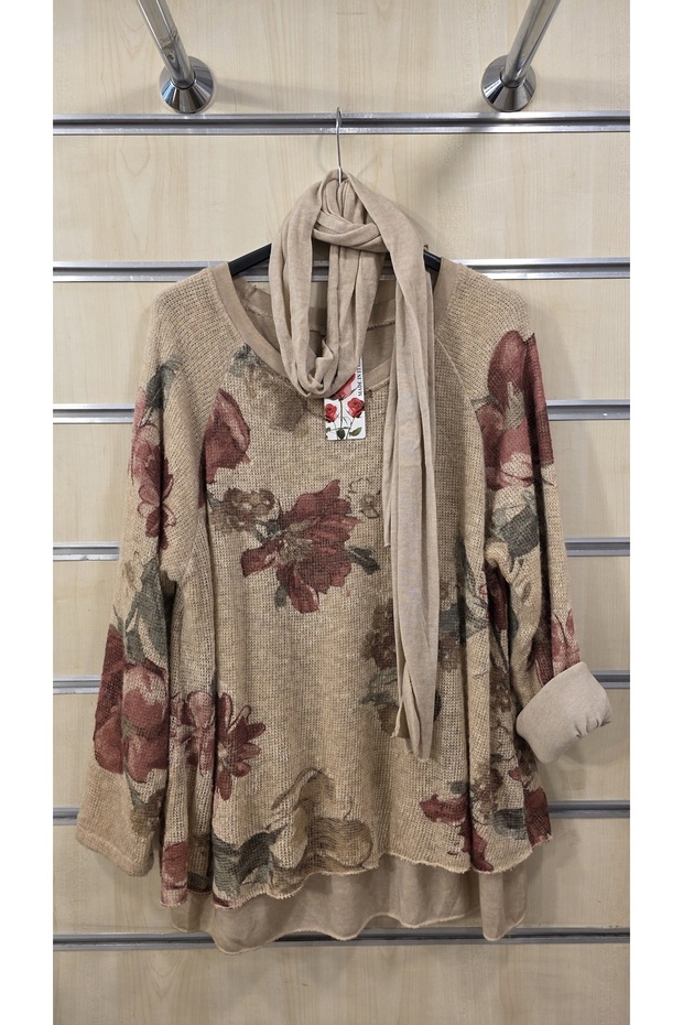 Italian Scarf Thin Sweater with Moher Blend and Lining Inside