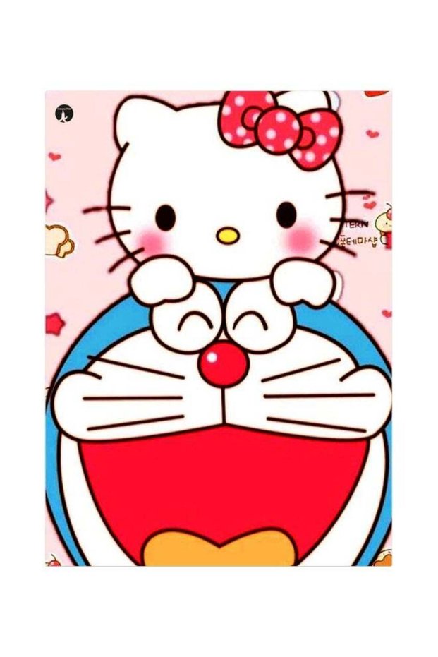Doraemon And Hello Kitty Themed Metallic Plate Pink/White/Blue 20x15cm
