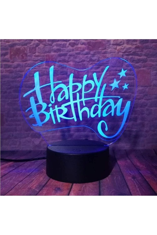 ARS® Night Creative 3D Happy Birthday Illusion Lamp with 16 Color LED Lighting