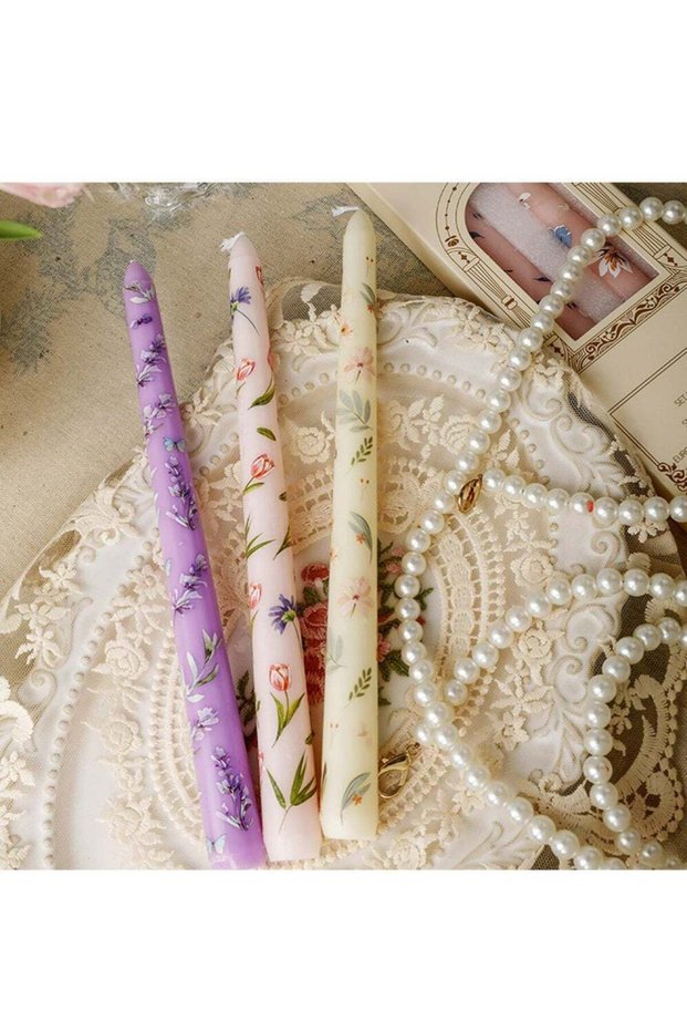 3Pcs Printed Taper Candles ,Handmade Drip Candle,10 Inch Long Tapered Candle Sticks for Wedding Gif