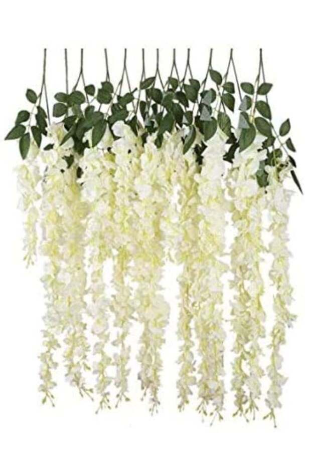 12pcs Artificial Silk Wisteria Vine Rattan Hanging Flower Wedding Decor Realistic Lifelong Soft Pet