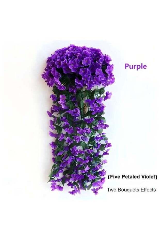 1 Piece Simulated Violet Flower Vine Silk Artificial Flowers Fake Plant Wall Hangings for Home Wedd