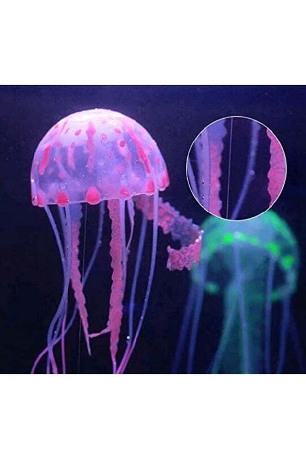 6 Pack Glow Jellyfish Floating Fish Tank Decorations Glowing Effect Silicone Simulation Jellyfish O