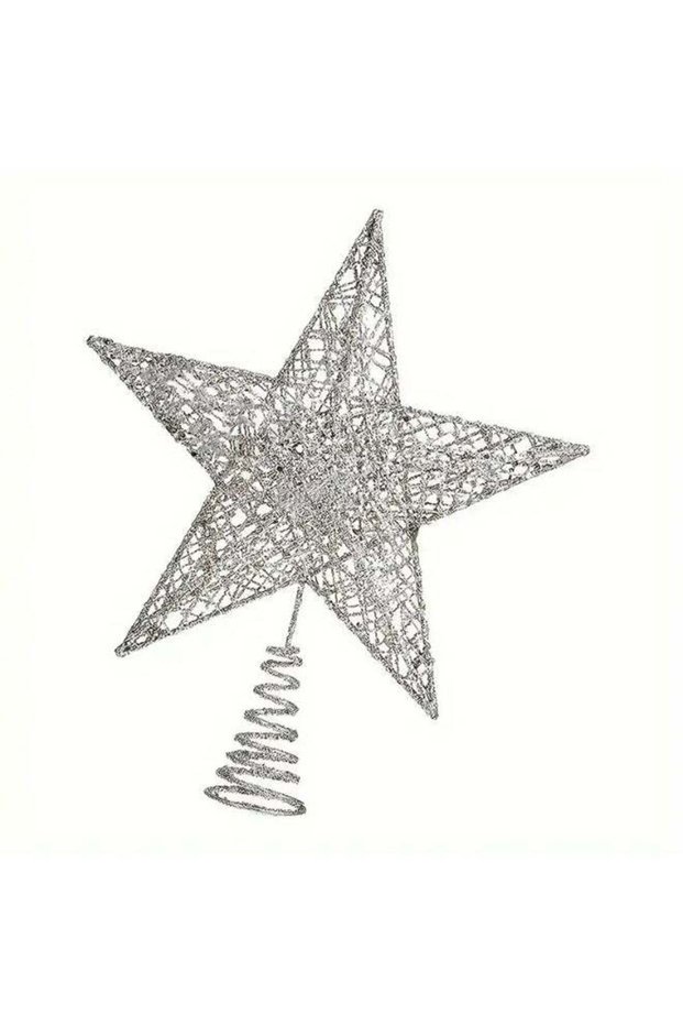 Decorative Christmas Tree Topper Star, Red Wrought Iron Five-Pointed Star, Holiday Ornament with Sp