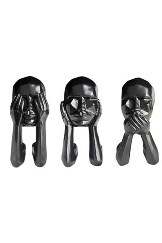 Modern Black Thinker Statue Set of 3 - Hear No Evil, See No Evil, Speak No Evil Figurines