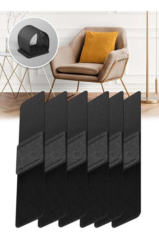 6Pcs Black Wrap Felt Chair Leg Floor Protectors For Tubular Rail Feet Hardwood Floor