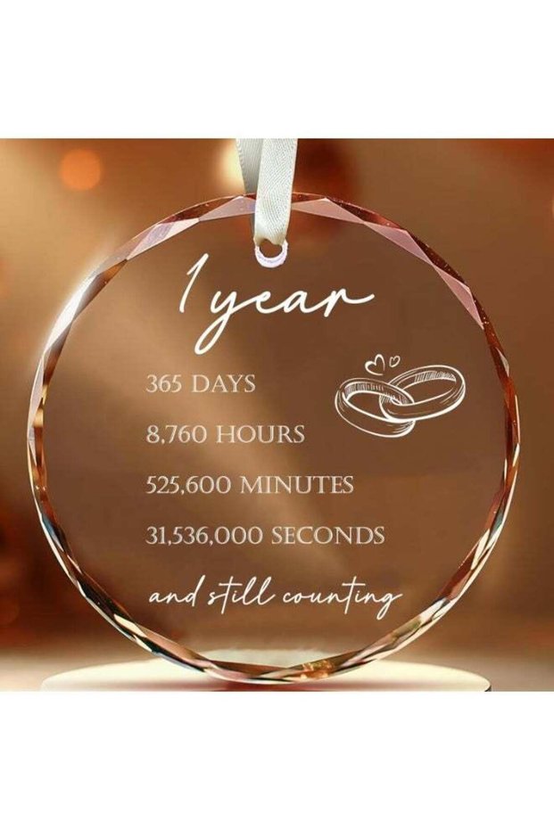 1st Wedding Anniversary Ornament, One Year Marriage Keepsake Gift for Couple Wife Husband, Christma