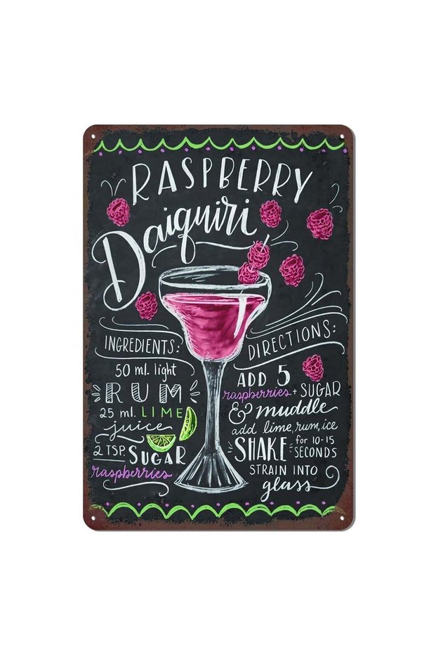Vintage Raspberry Daiquiri Metal Sign
