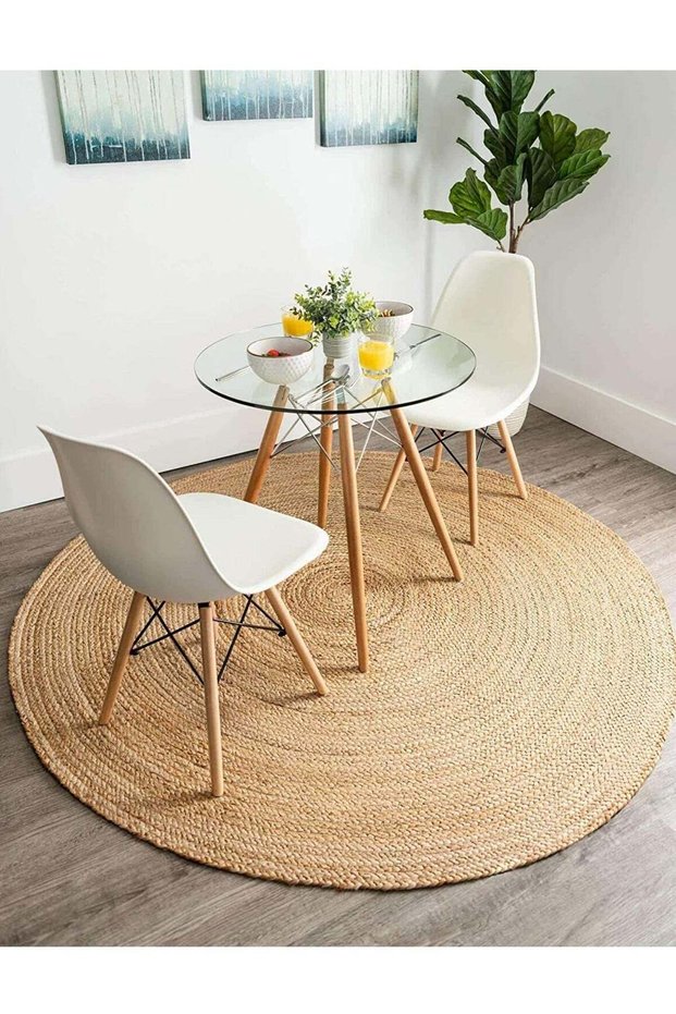 FFD Natural Jute Rug Handwooven Round Jute Carpet